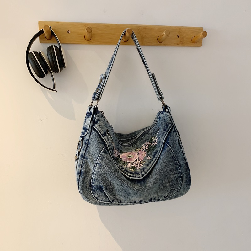 Embroidery Fish - Vintage Denim Crossbody Shoulder Bag Sweet