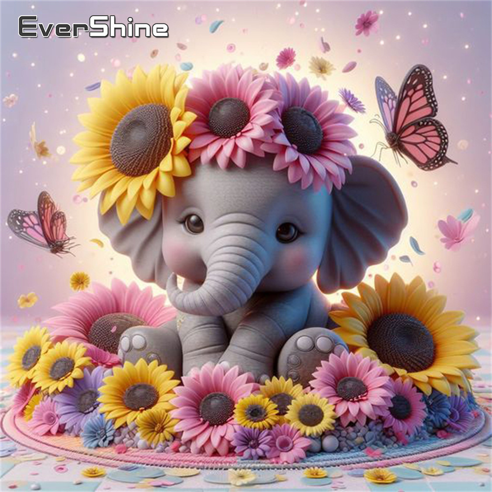 Embroidery X Stitch - Evershine Elephant Diamond Painting Animal Cross