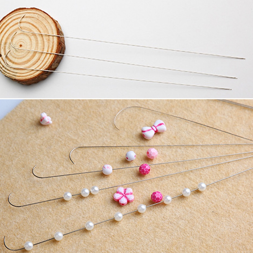 Embroidery Bracelet - 3pcs Stainless Steel Curved Hook Beading
