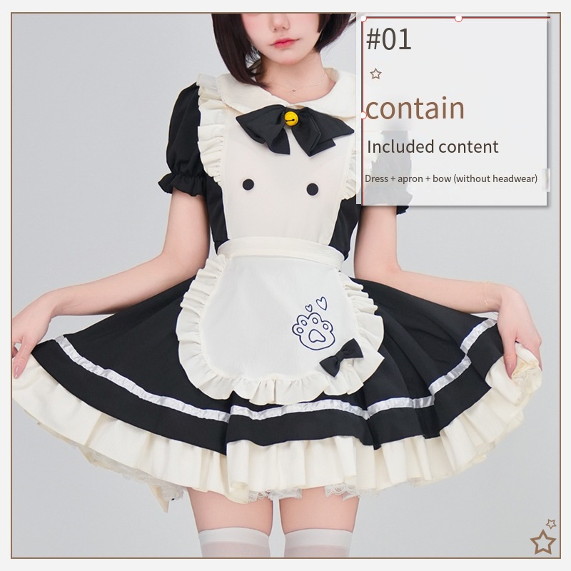 Embroidery Apron - Sweet Lolita Maid Cosplay Costume Black