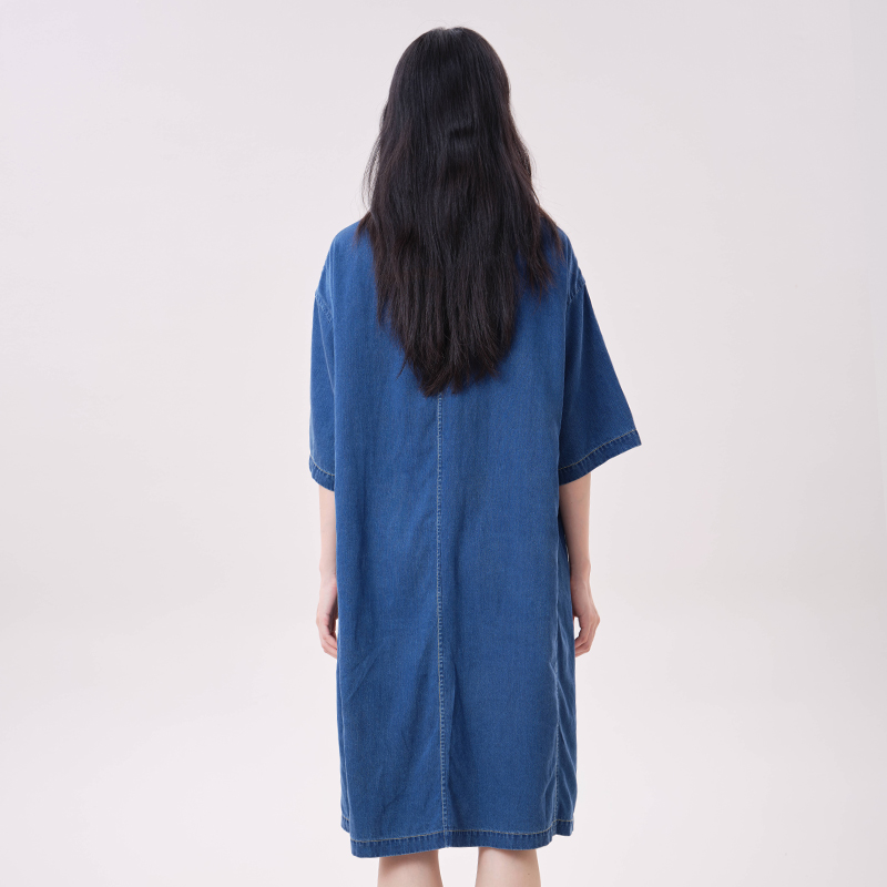 MOVEUP Lyocell Denim Dress Pol - Embroidery Cat recension och pris