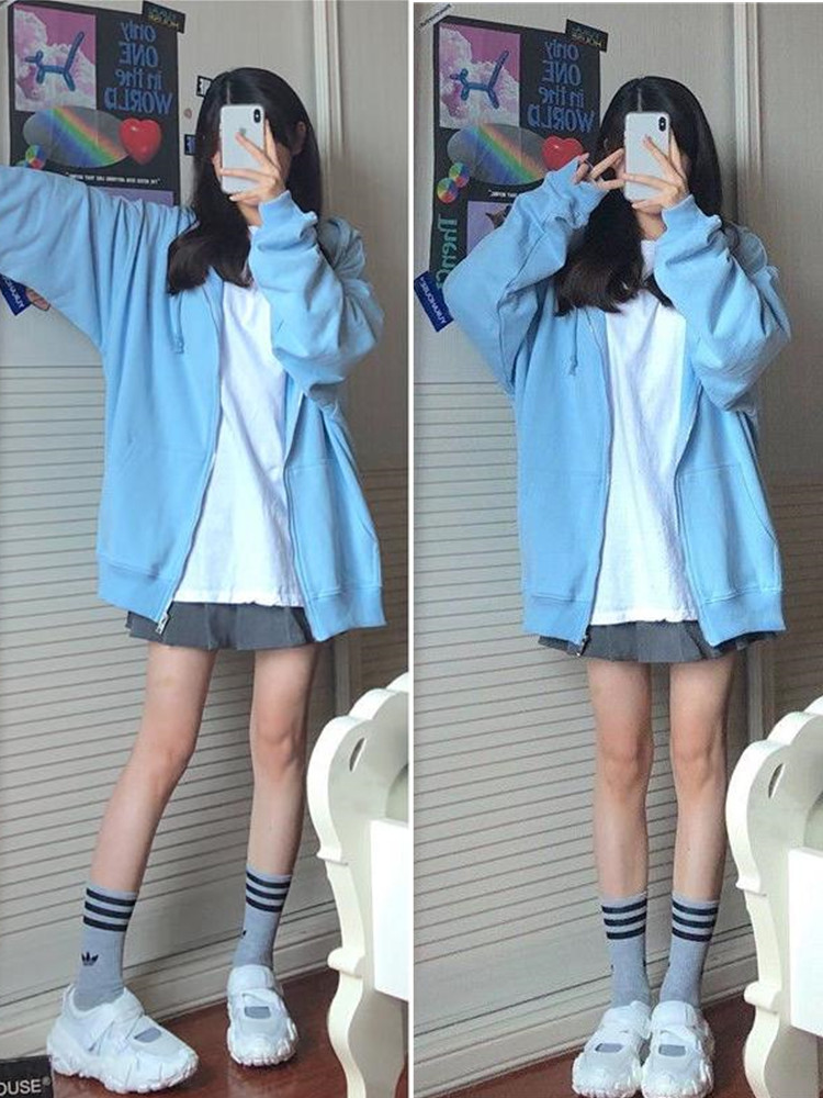 Oversized Hooded Sweatshirts K - Embroidery Zip Up Hoodie recension och pris