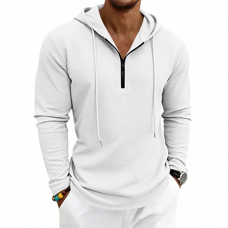 Men Waffle Knit Half‑Zip Hoodi - Embroidery Zip Up Hoodie recension och pris