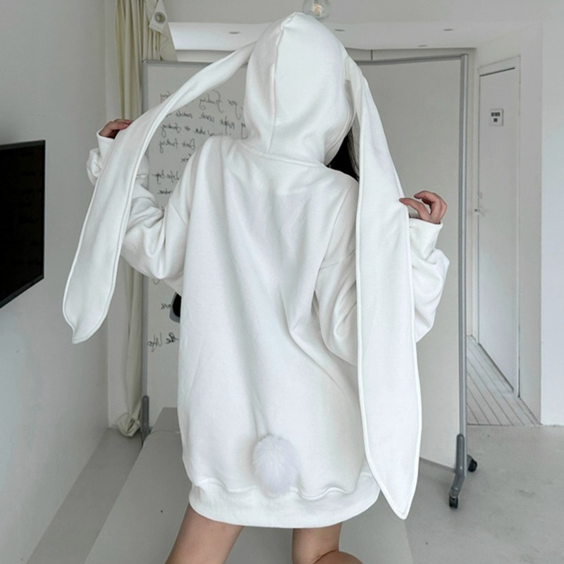 2025 Autumn Kawaii Bunny Big E - Embroidery Zip Up Hoodie recension och pris