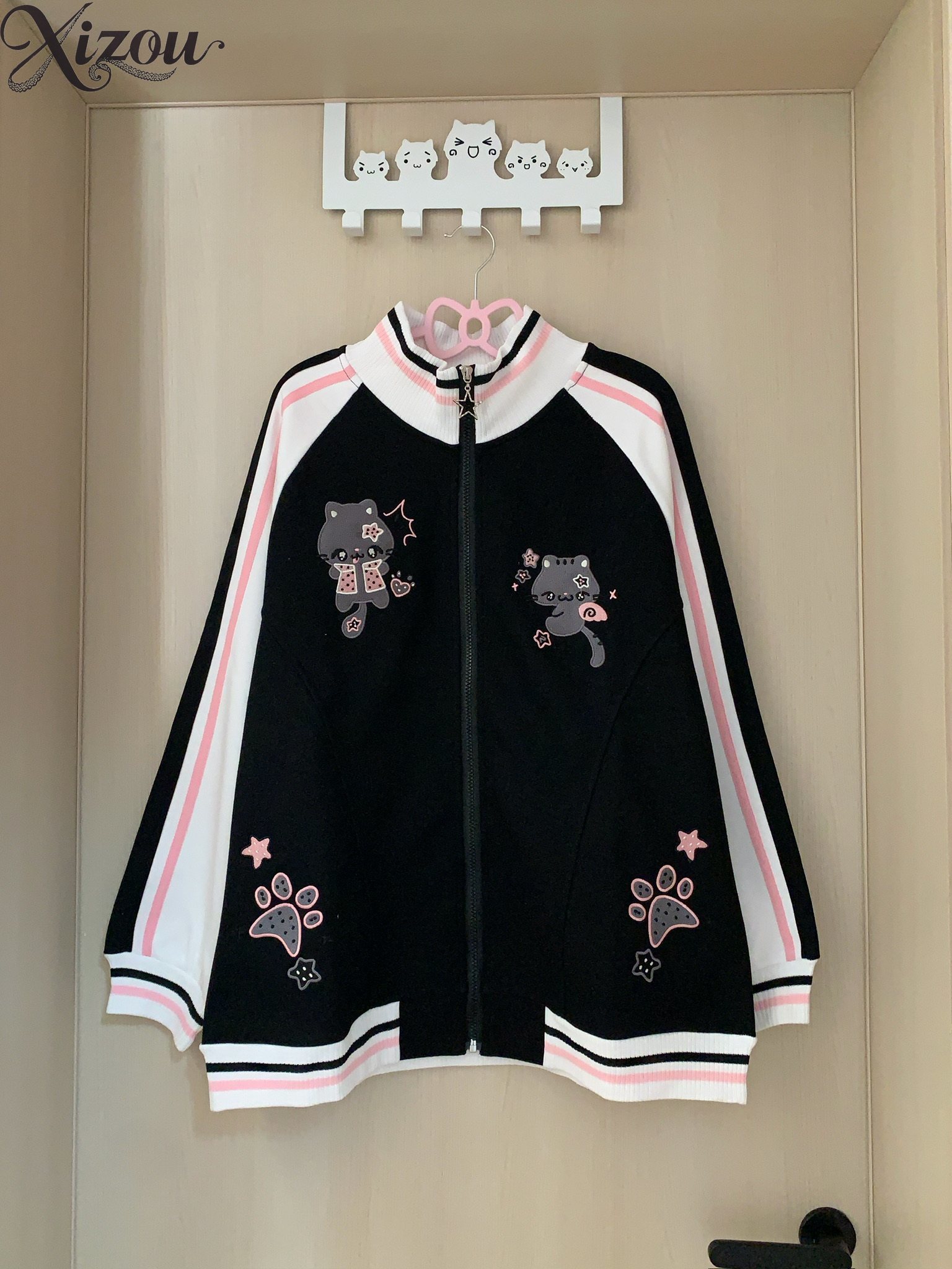 Harajuku Cute Cat Hoodie Embro - Embroidery Zip Up Hoodie recension och pris