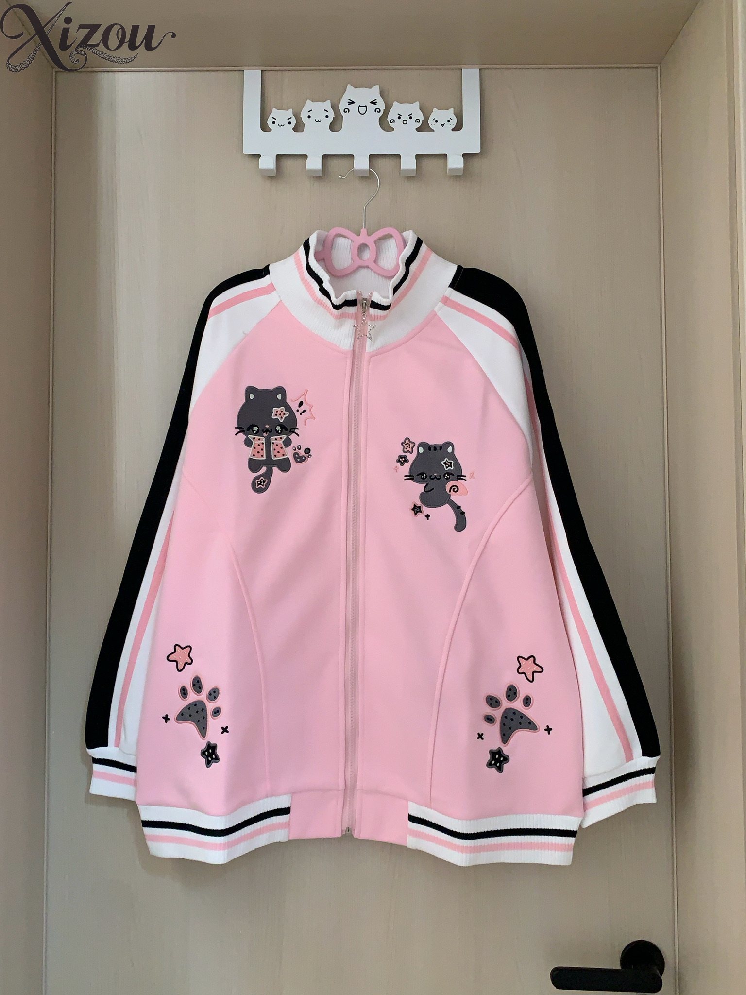 Harajuku Cute Cat Hoodie Embro - Embroidery Zip Up Hoodie recension och pris