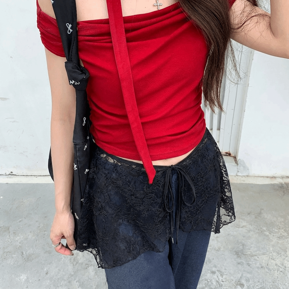French Lacing Lace Mini Skirt  - Embroidery Apron recension och pris