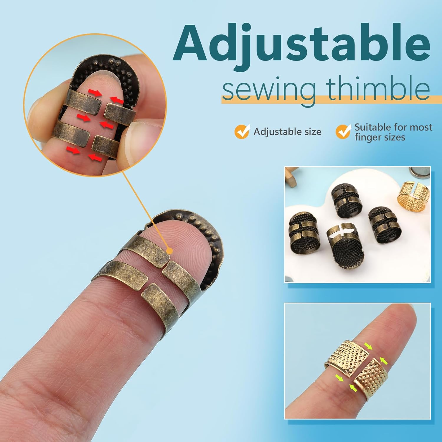 8PCS Sewing Thimble Kit for Ha - Embroidery Ring recension och pris