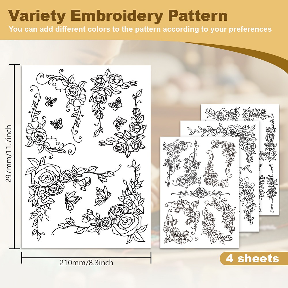 38Pcs Rose Lace 4 Sheets Water - Embroidery Roses recension och pris