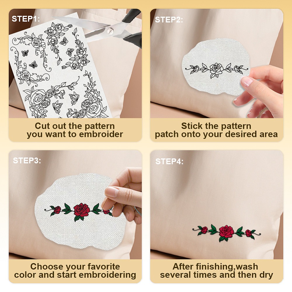 38Pcs Rose Lace 4 Sheets Water - Embroidery Roses recension och pris