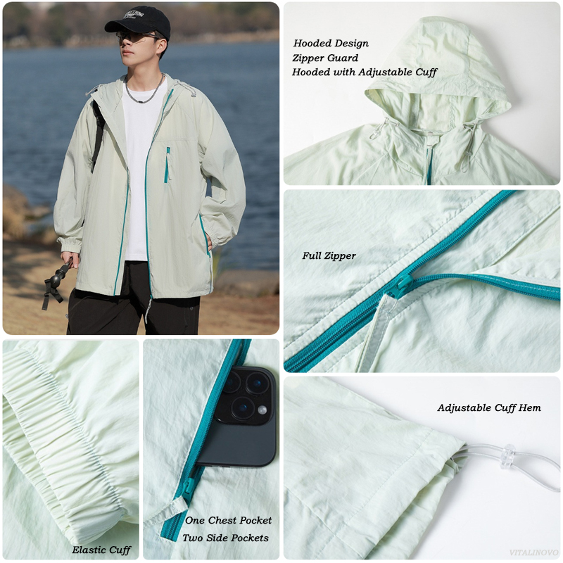 VITALINOVO Unisex Outdoor Wate - Embroidery Zip Up Hoodie recension och pris
