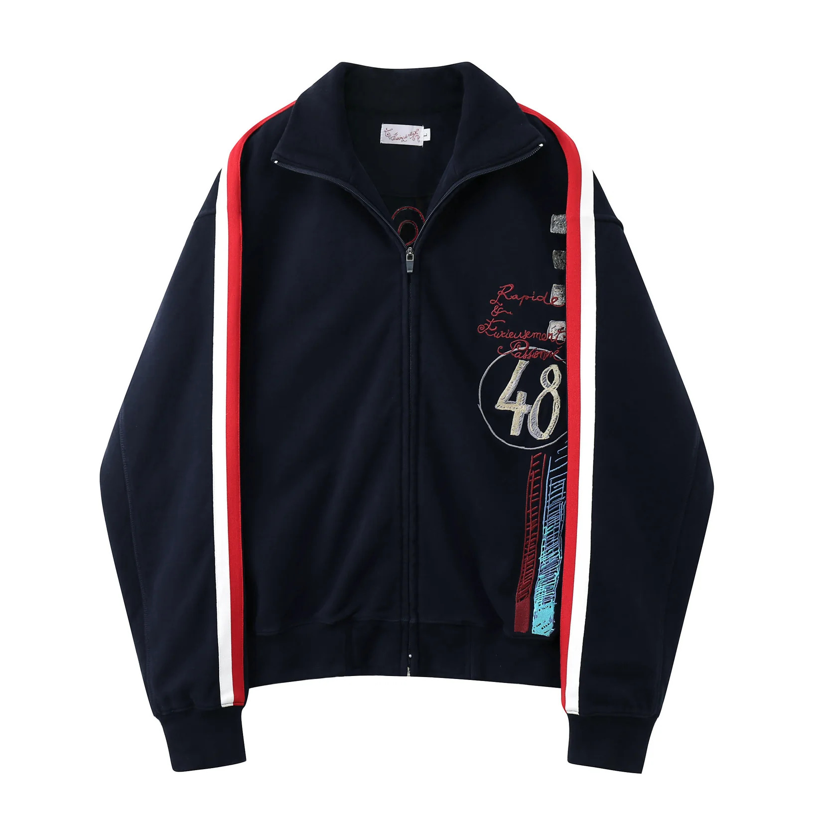 Y2K Vintage Racing Track Jacke - Embroidery Zip Up Hoodie recension och pris