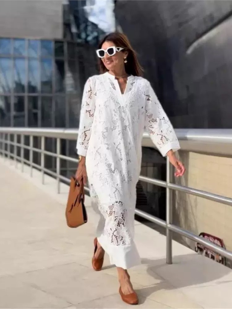 White Embroidery Lace Dress Wo - Embroidery White Dress recension och pris