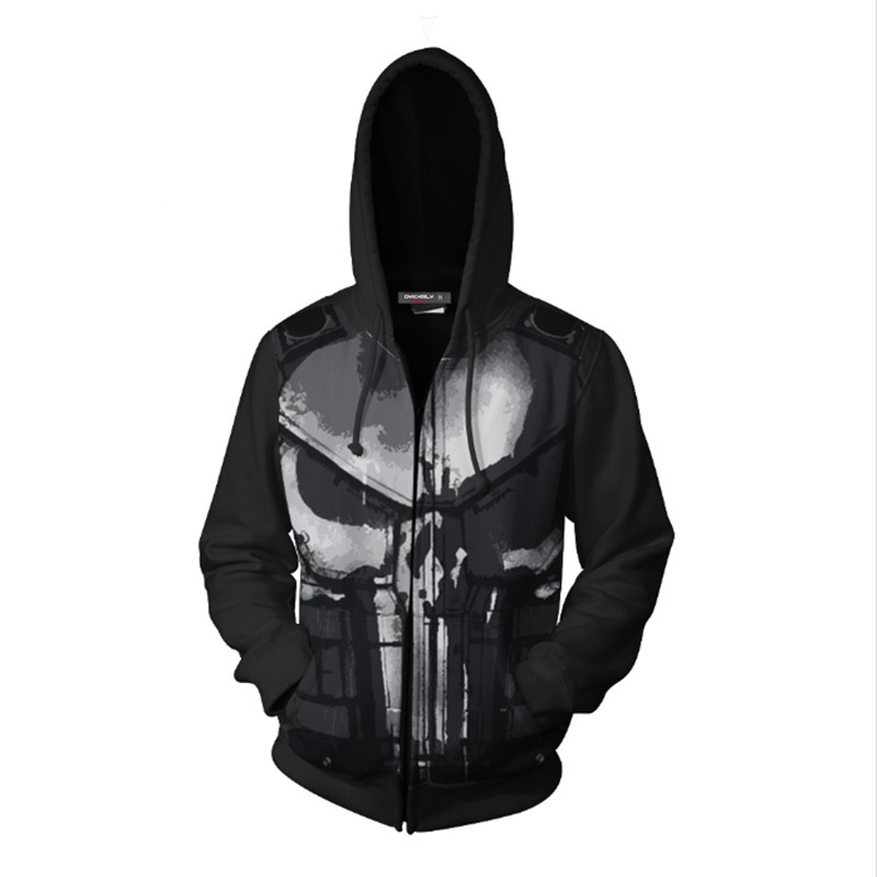 3D Printed Punisher Zip-up Hoo - Embroidery Zip Up Hoodie recension och pris