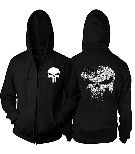 3D Printed Punisher Zip-up Hoo - Embroidery Zip Up Hoodie recension och pris