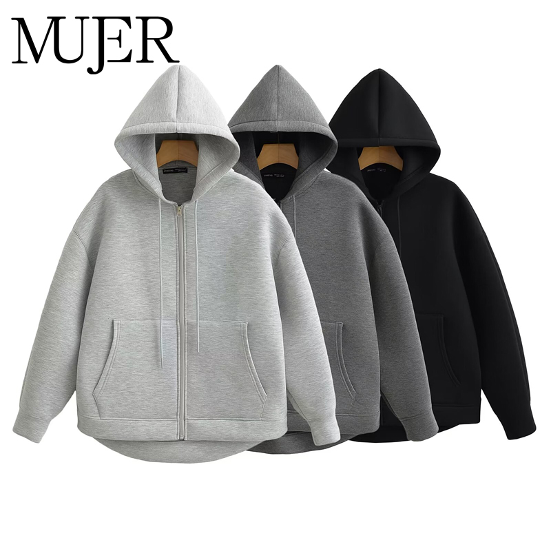 MUJER Zip up Hoodies Women Aut - Embroidery Zip Up Hoodie recension och pris