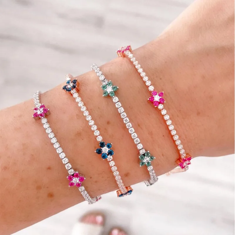 Luxury Rainbow CZ Flower Tenni - Embroidery Daisy Flower recension och pris
