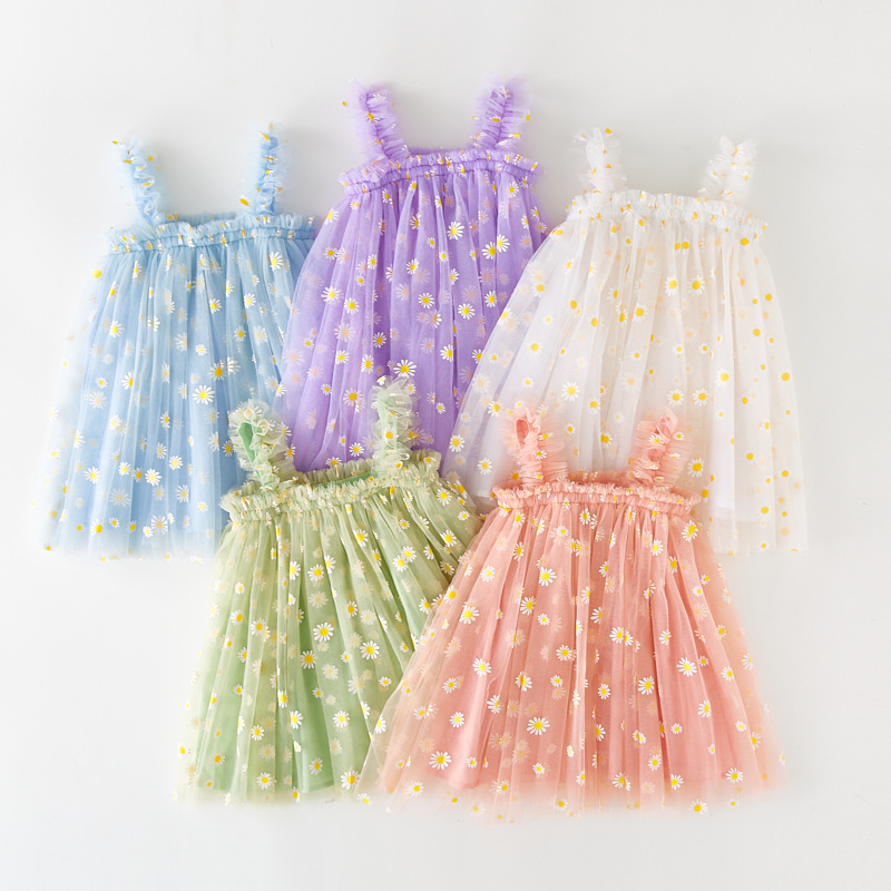 Toddler Tulle Dress For Baby G - Embroidery Daisy Flower recension och pris