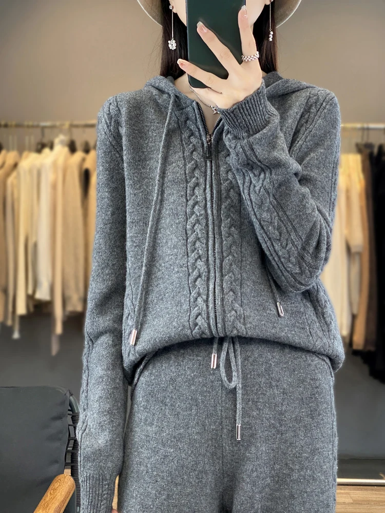 Women's Pure Cashmere Hooded C - Embroidery Zip Up Hoodie recension och pris
