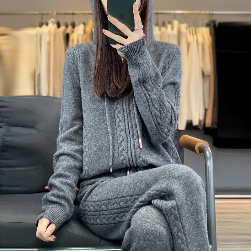 Women's Pure Cashmere Hooded C - Embroidery Zip Up Hoodie recension och pris