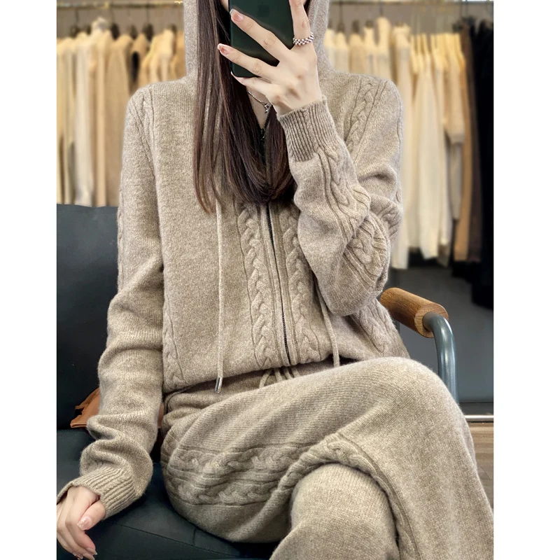 Women's Pure Cashmere Hooded C - Embroidery Zip Up Hoodie recension och pris