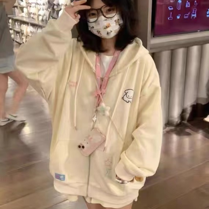 Japanese Kawaii Zip Up Hoodies - Embroidery Zip Up Hoodie recension och pris