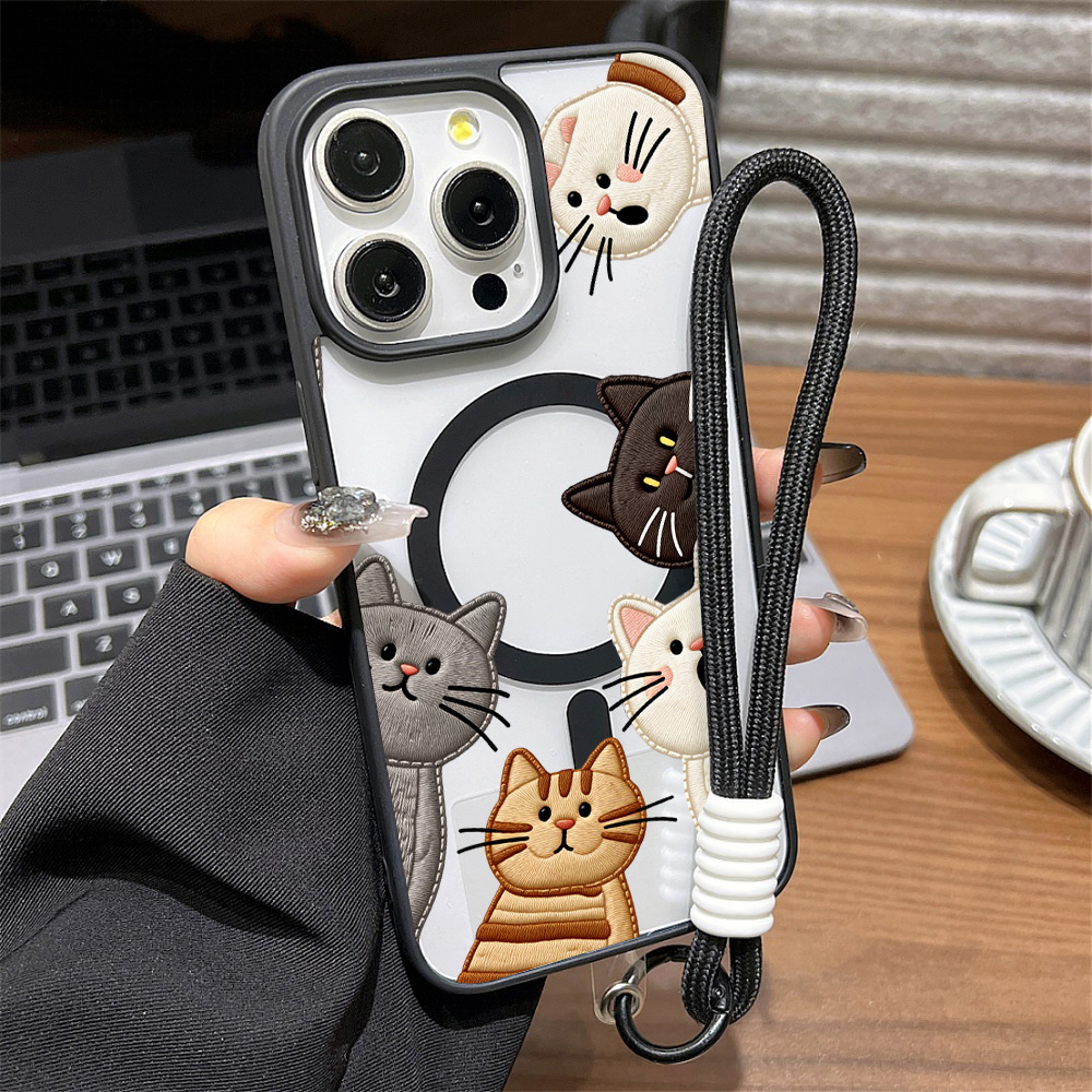 Cute Faux Embroidery Cat Phone - Embroidery Cat recension och pris