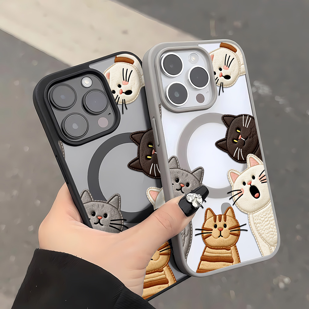 Cute Faux Embroidery Cat Phone - Embroidery Cat recension och pris
